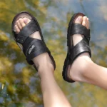 Fashion Casual Men's Sandals Summer Slip On Sandals Men Classic Beach Shoes For Men Outdoor Leather Sandals Male Slippers - Image 3