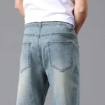 High Cotton Stretch Jeans for Men Loose Straight Leg - Image 6