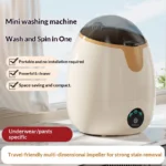 Portable Mini Washing Machine Semi Auto Blue Light Sanitize Mini Washer Spin Dryer Compact Dorm Travel Underwear Socks White - Image 3