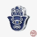 925 Sterling Silver Hamsa Hand Cross Dangle Charms Fit Original Bracelet Beads Faith Jewel plata de leyry DIY Easter Gift