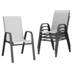 4-Piece Stackable Patio Chairs Set Outdoor Dining Chairs with Textilene Fabric/Metal Frame, for Deck Backyard Garden Poolside