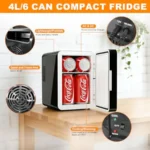 Mini Fridge Compact 4L Refrigerator with Gaming Light Mirror Door AC/DC Portable Cooler Warmer for Bedroom Car Gaming Room Blac - Image 3