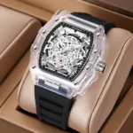 UTHAI BK134 Fashionable Men watch barrel shaped transparent waterproof quartz watch sports clock gift watches for man - Image 4