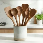5-Piece Premium Wooden Kitchen Utensils Set, Heat Resistant Corrosion Proof Non-Smell Spoon Spatula Soup Spoon Tableware - Image 5