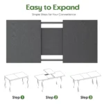 47.2-63‘’ Modern Extendable Dining Table for Small Spaces, Expandable Kitchen Table, Space Saving Wooden Desk Furniture - Image 5