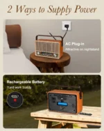 PRUNUS J-120 Radio Portable AM FM, Transistor Radio Plug in Wall Powered Radio for Home Outdoor,Retro Vintage Bluetooth Speaker - Image 3