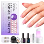 GELLEN Gel Nail Tips Kit 240Pcs Pre Shaped Short Square Soft Tips 15g Solid Gel Glue UV LED Lamp DIY Manicure Set Long Lasting