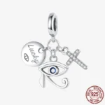 925 Sterling Silver Hamsa Hand Cross Dangle Charms Fit Original Bracelet Beads Faith Jewel plata de leyry DIY Easter Gift