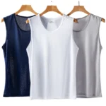 Men's Ice Silk Mesh Tank Tops Man Gym Stringer Transparent Bodybuilding Sleeveless Shirt Fitness Vest Male Muscle Singlets L-5XL - Image 4