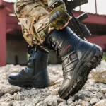High Quality Men's Brand High-Top Leather Boots Breathable Desert Combat Men's Boots Outdoor Shoes Non-slip Hiking Ankle Boots - Image 3