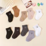 10 pairs  cartoon smile pattern baby socks, versatile daily kid’s socks, boys’ socks, girls’ socks