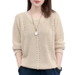 V-neck Knitted Sweater Autumn Popular Women's Clothing Foreign Style Inside with Solid Color Bottoming Shirt Top Jumpe Homme - Image 5