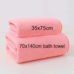 Grey Pink Solid Color Coral Fleece Thickened Towel Set Soft Absorbent Bath Towels for Home Gym Face Washing Soft Towels Set - Image 3