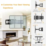 Full Motion TV Wall Mount Bracket, Extending Arm Articulating, Swivel, Tilt Fits 26-60 Inch Flat Curved TVs, VESA 400x400mm - Image 4