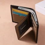Men Vintage Leather Wallet Bifold Short Wallet RFID Blocking Slim Card Holder ID Window Coin Pocket Vintage Brown Purse - Image 3