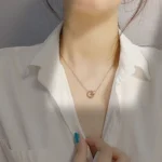 Hot Selling Luxury Elegant Crystal Circle Choker Fashion Roman Digital Stainless Steel Pendant Necklaces for Women Jewelry - Image 3