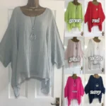 Womens Clothing Fashion Batwing Sleeve Solid Color Loose O-Neck 3/4 Sleeve