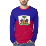 Haiti Flag 3D Men's Women Round Neck T-shirt - Image 3