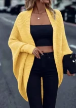 Ladies Elegant Open Cardigan Knitted Sweater Spring Autumn Outerwear Loose Long Sleeve Top for Holiday Versatile Casual Wear