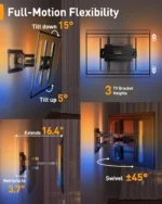 Full Motion TV Wall Mount with LED Lights for 26-65 inch TVs up to 99 lbs, Swivel, Tilt, Music Sync
