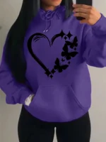 Combination Of Love And Butterfly  Pattern Hoody Women Hip Hop Street Hoodies