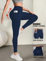 Women’s Super Soft Leggings with Pockets, High Waisted Tummy Control for Yoga Workout and Casual Lounge Wear Comfort