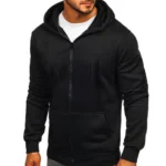 Men's Hoodie Solid Color Basic Hooded Jacket Cardigan Sweatshirt - Image 2