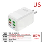 150W 6 Ports Pd QC 4.0 Usb C Fast Charger Wall Adapter - Image 11