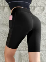 Women Sport Yoga Shorts Knee Length Pants Fitness High Waist Hip Lift Running Yoga Side Pockets Tights Quick Dry Gym Sportswear - Image 7