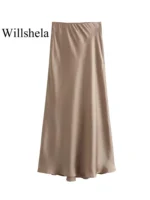Black Satin Skirt Woman High Waist Elegant Long Skirts For Women Fashion Summer Midi Skirt Office Women's Skirts - Image 4