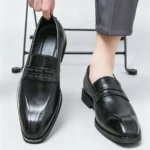 Men's Formal Leather Shoes British Style Oxford Slip On Loafers Breathable Non-Slip Business Dress Wedding Office Daily Commute - Image 2