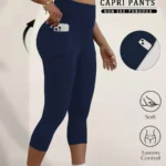 High Waisted capri pants For Women With Pockets Super Soft Tummy Control Workout Running Yoga Athletic Leggings