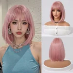 ALAN EATON Short Ombre Brown Synthetic Natural Bob Straight Wigs with Bang for Women Party Daily Use Heat Resistant Fiber - Image 9