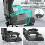 Athena Collection Carbon Fiber Black Gaming Chair - Ergonomic with Footrest Headrest Lumbar Support Height Adjustable Swivel - Image 6