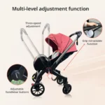 Multi-functional baby stroller, Foldable newborn stroller, Outdoor handcart, Adjustable backrest, Bidirectional push high view
