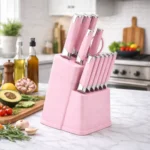 13Pcs Professional Kitchen Knife Block Set with 6 Steak Knives, High Carbon Stainless Steel Knives with Black Non-Stick Coating, - Image 12