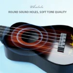 Music-orientated children's guitar toy that can be played with a pick to imitate basic musical instruments, resembling a ukulele - Image 5