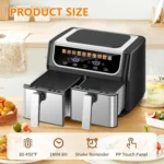 Dual Basket Air Fryer, 9.5 Quart Large Air Fryer with Double Basket, Black - Image 2