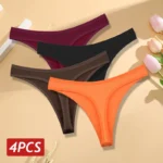 4PCS/Set Women Cotton Panties Seamless Low Rise Thongs V-Waist Solid Color Breathable Underwear Female Soft Lingerie Intimates - Image 17