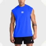Men’s wide-shoulder sleeveless T-shirt, sports vest, fitness clothes, training brothers show off muscles, loose waistcoat, summe