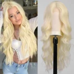 Red wine color synthetic wig with long curly hair, full head of wig, party, daily use, high-temperature hair wig - Image 5