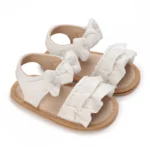 White Cute 0-18M Baby Cute Open toed Bow Summer Sandals Princess Casual Soft Rubber Bottom Non slip Sandals