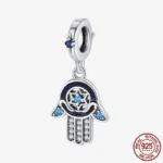 925 Sterling Silver Hamsa Hand Cross Dangle Charms Fit Original Bracelet Beads Faith Jewel plata de leyry DIY Easter Gift