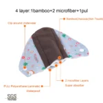 Menstrual Pads Reusable Washable Mama Menstrual Pad Charcoal Bamboo Print Cloth Feminine Hygiene Panty Liner 4PACK,7PACK,10PACK - Image 3