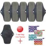 Menstrual Pads Reusable Washable Mama Menstrual Pad Charcoal Bamboo Print Cloth Feminine Hygiene Panty Liner 4PACK,7PACK,10PACK