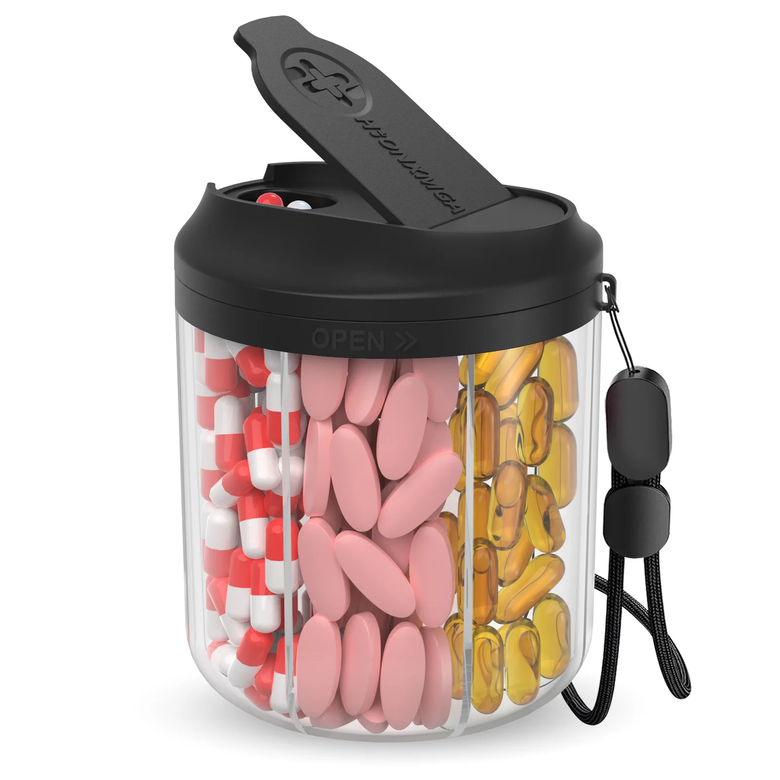 S02528a148aa74331aabe5788bc10559cp.webp Weekly/7-Compartment Pill Organizer, Travel Pill Case with Anti-Mix Design & 20 Labels – Portable Supplement Container