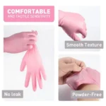 Pink Disposable Gloves Latex & Powder Free Non-Sterile Nitrile Gloves for Cleaning Esthetician Cooking Hair Dye 20/50/100Count
