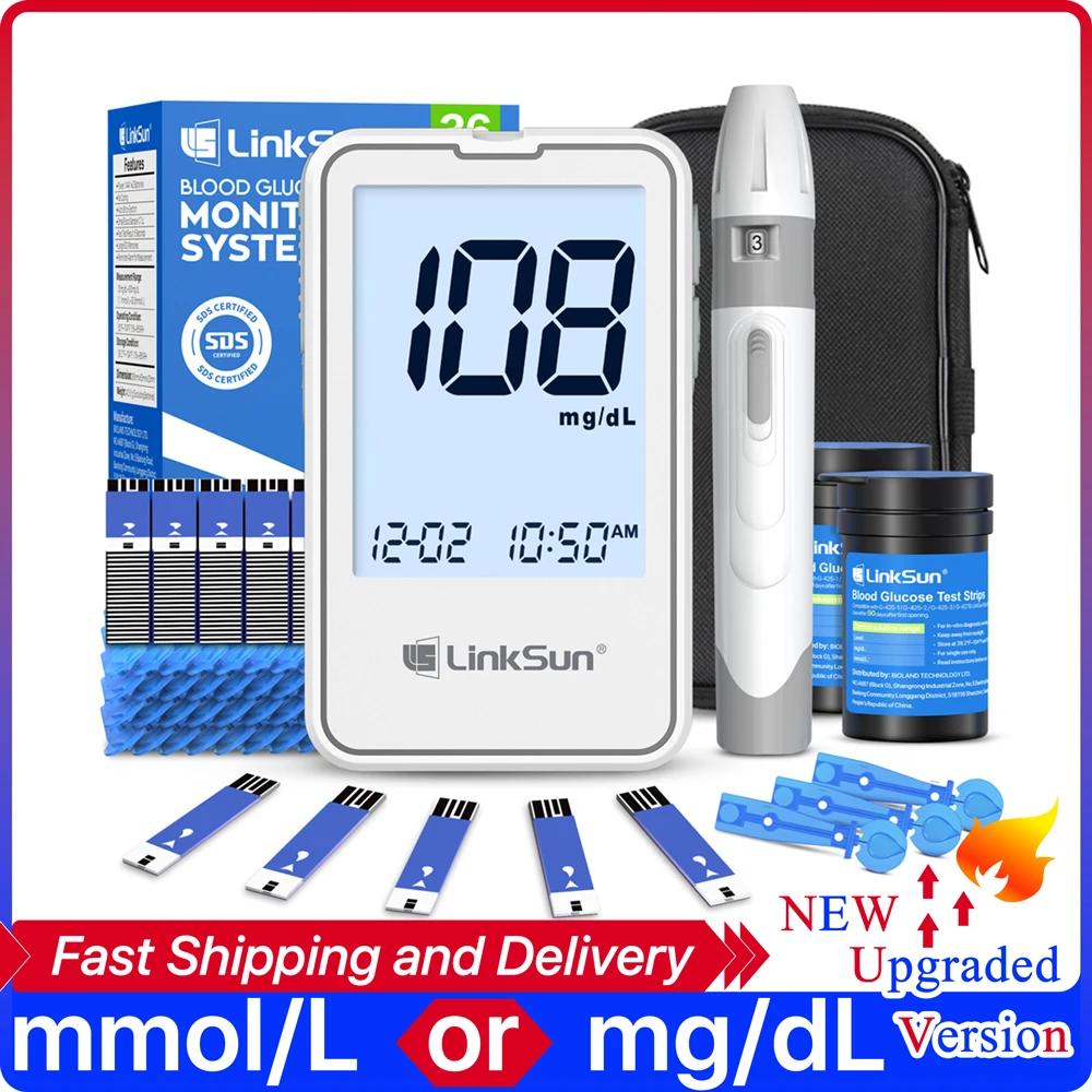 S0a1c9e25149f45fe8b13fa56c5761443Y.webp G-425-2 LinkSun Blood Glucose Meter Glucometer Blood Sugar Test Strips Lancets 5s Get Results Fast Testing Kit Diabetes Machine - Image 1