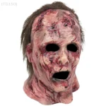 【Ja】Scary Clown Full Head Silicone Mask, Halloween Haunted House Cosplay Prop, Bloody Masquerade Party Decoration