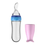 Safe Useful Silicone Baby Bottle With Spoon Food Supplement Rice Cereal Bottles Squeeze Spoon Milk Feeding Bottle Cup - Image 11